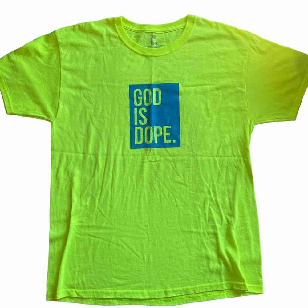 Neon yellow God is dope T-shirt size L